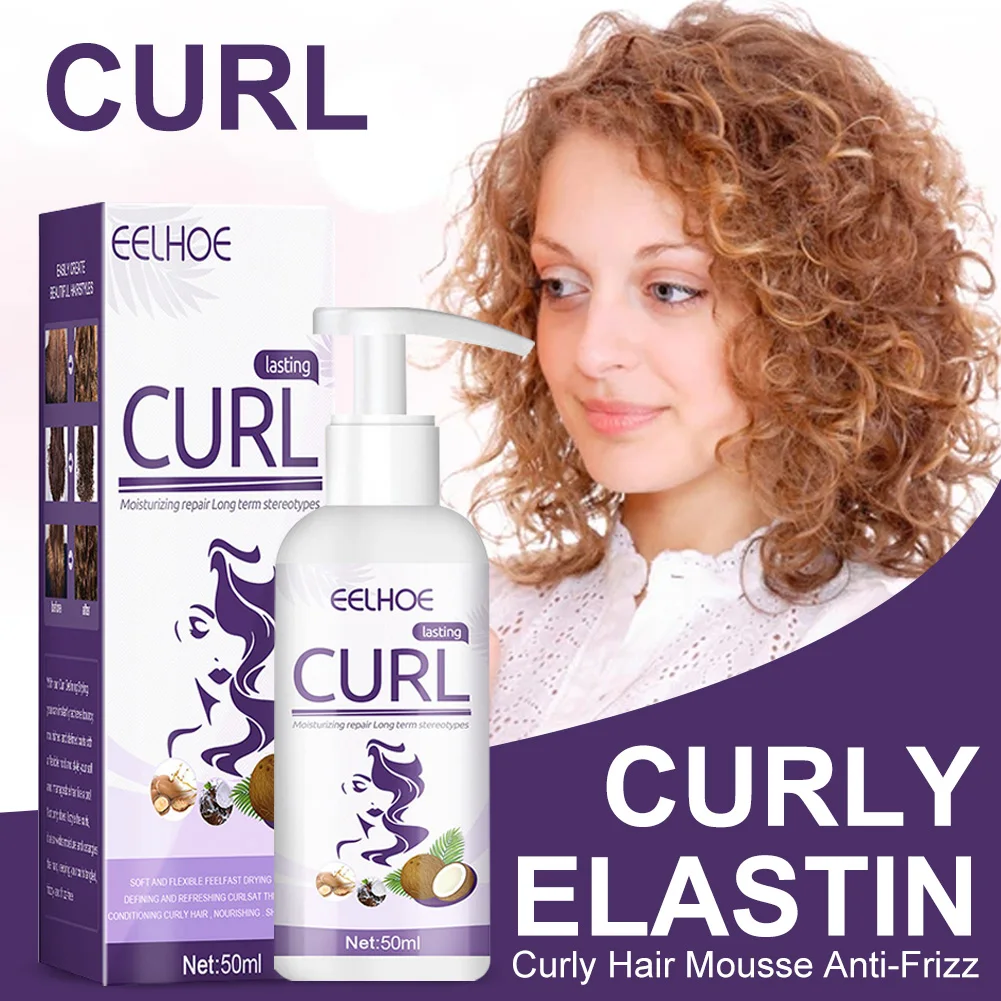 

Curly Hair Mousse Anti-Frizz Hair Repairing Styling Elastin Natural Curl Define Moisturizing Foam For Curly Hair