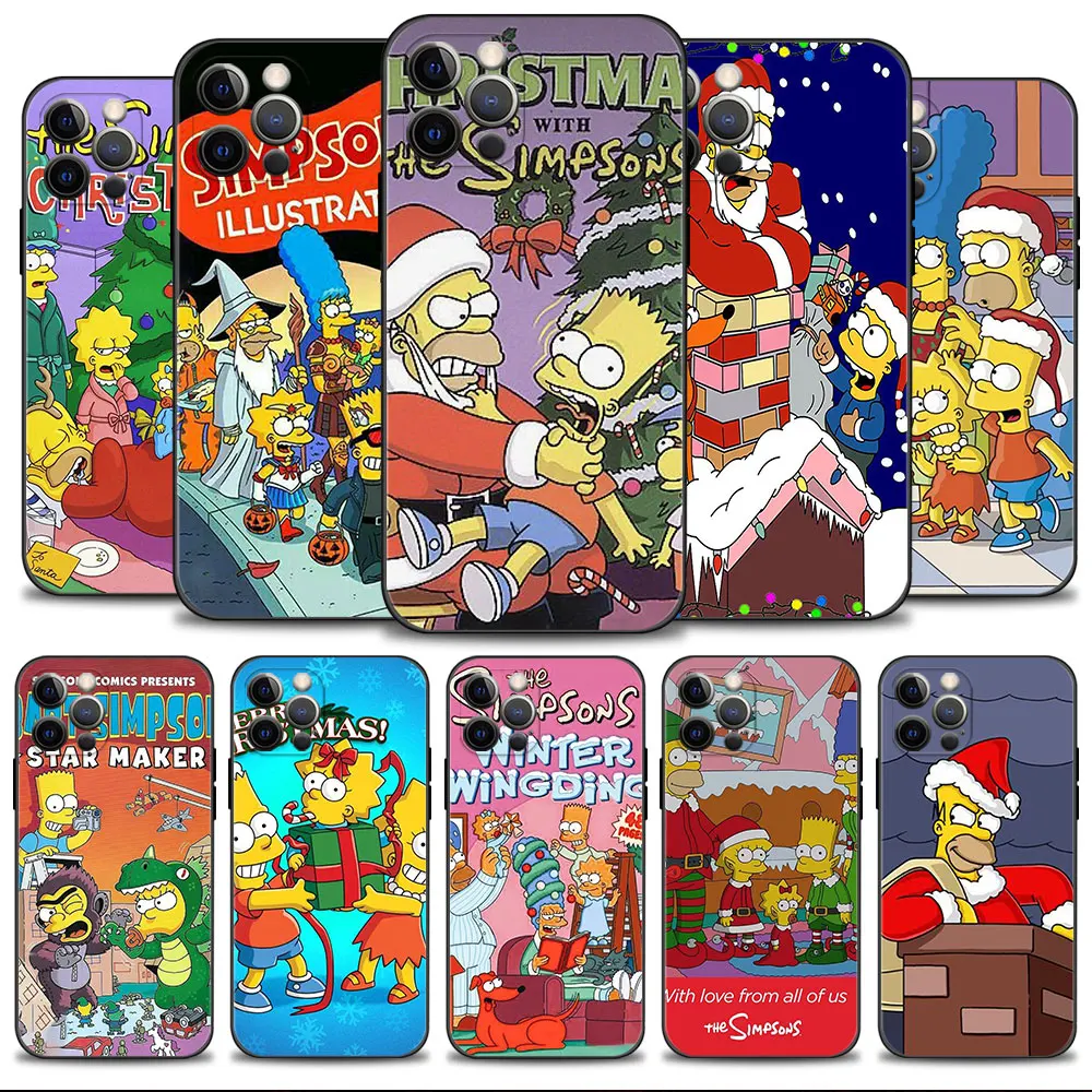 

Silicone Cover Phone Case For iPhone 14 13 12 11 Pro Max 6 6S 7 8 Plus X XS XR 12 13 Mini Shell The Simpsons Celebrate Christmas