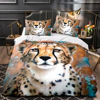 cheetah tiger lion 3d print bedding set quilt cover home bedroom decor queen king size duvet cover set pillowcase bedding set