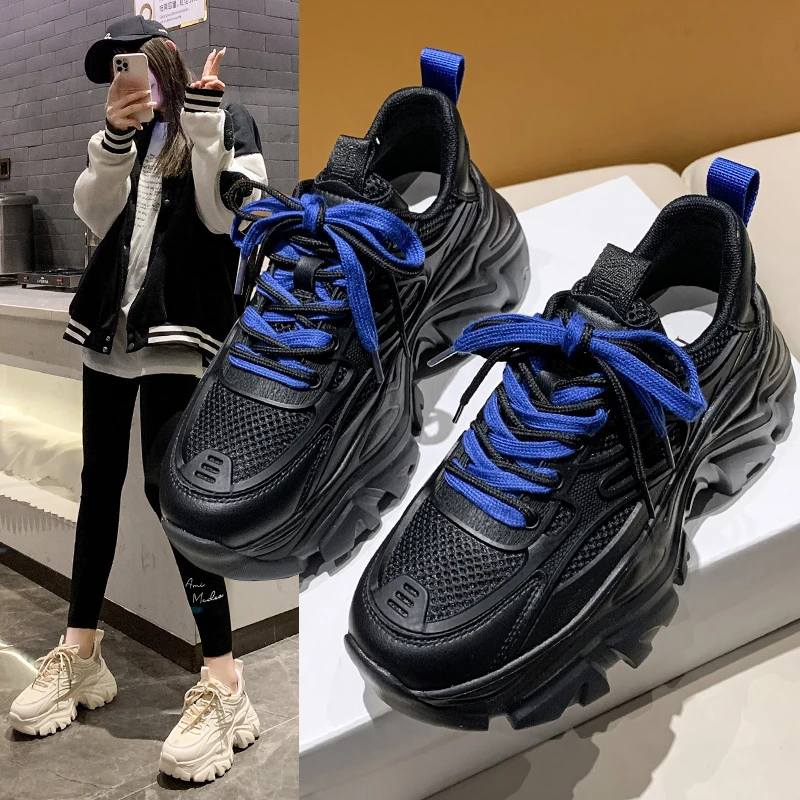 

Net Red Dad Shoes Women's 2022 Spring and Autumn New Korean Version Fashion Lace Up Trend Thick Bottom Sports Casual Shoes