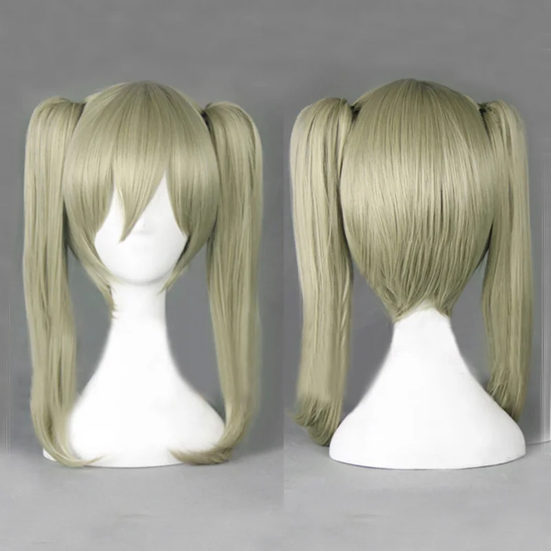 

Soul Eater Maka Albarn Linen Brown Cosplay Wigs With 2 Ponytail Clips Heat Resistant Synthetic Hair Wig + Wig Cap