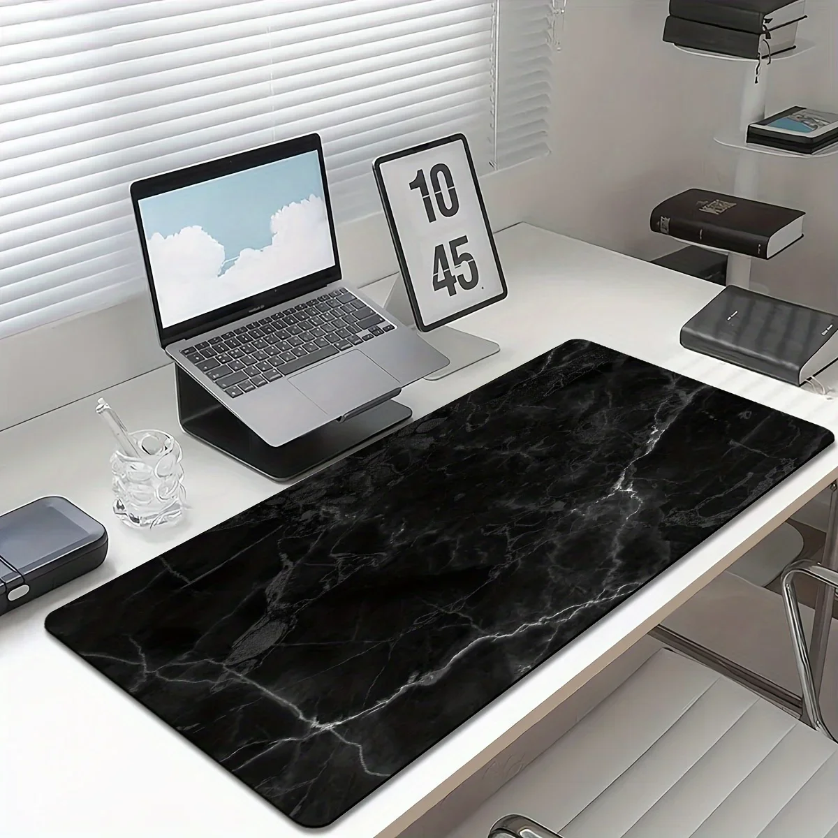Черный серый мраморный узор большой коврик для мыши геймерская компьютерная