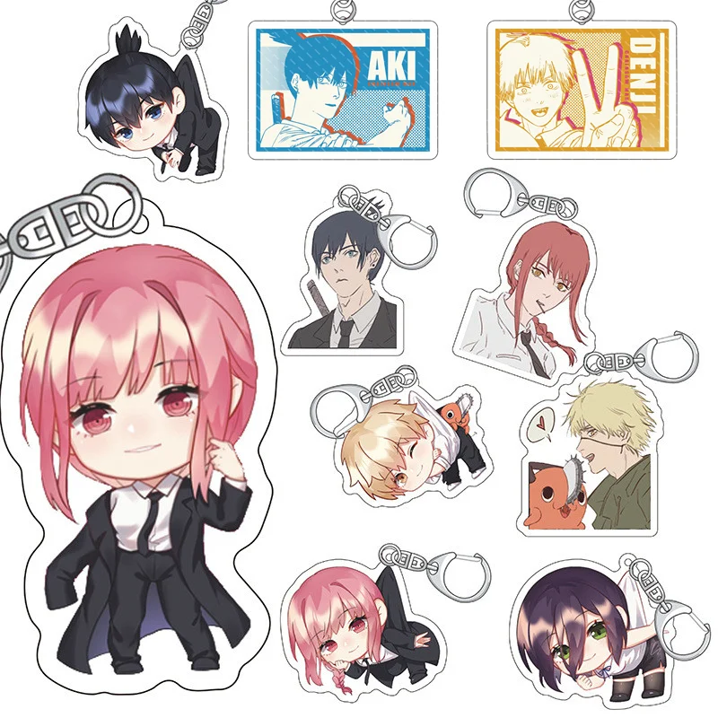 

Брелок для ключей с мангой, бензопилой, коллекция, брелок для автомобиля, Аниме фигурки, Denji, похита, макима, мощный акриловый брелок, подарок ...