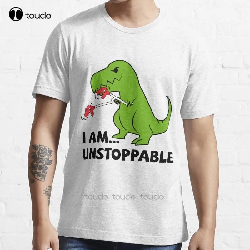 

Футболка мужская из хлопка, Оригинальная футболка с надписью «I Am Unstoppable T-Rex», с цифровой печатью, в стиле унисекс
