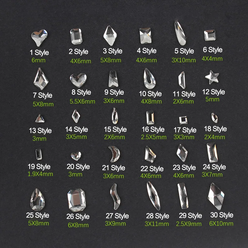 Серия Стразы для дизайна ногтей с плоским кристаллом основной модели