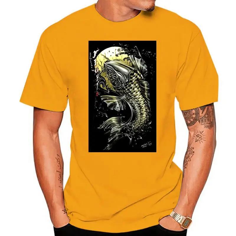 

Rock Chang Tattoo Stud Rivet Skull Ghost Carp Lucky Fish Gift Top Quality Cotton Casual Men T Shirts Free Shipping