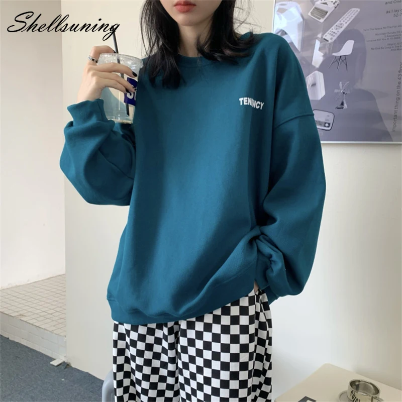 

Shellsuning Autumn New O-neck Long Sleeve Sweatshirt Women Loose Casual Daily Streetwear Hoodies Female Trendy Letter Print Tops