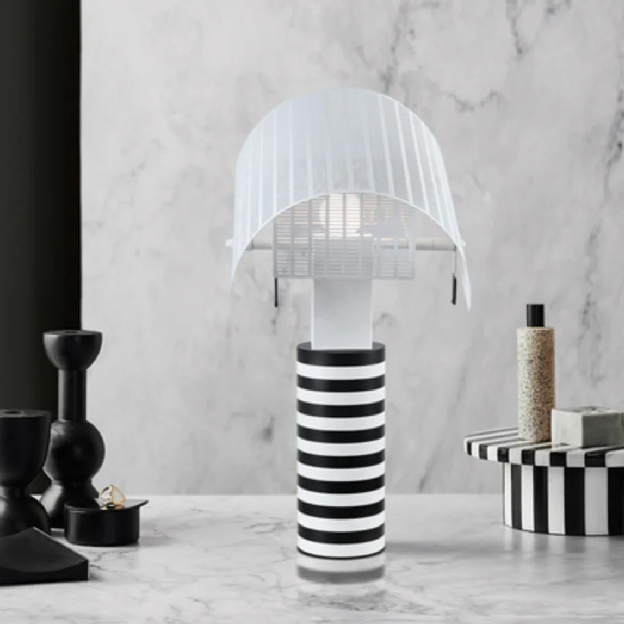 

Black and White Korea Striped Creative Bedroom Bedside Table Lamps Nordic Living Study Exhibition Hall Model Room Floor Lamp