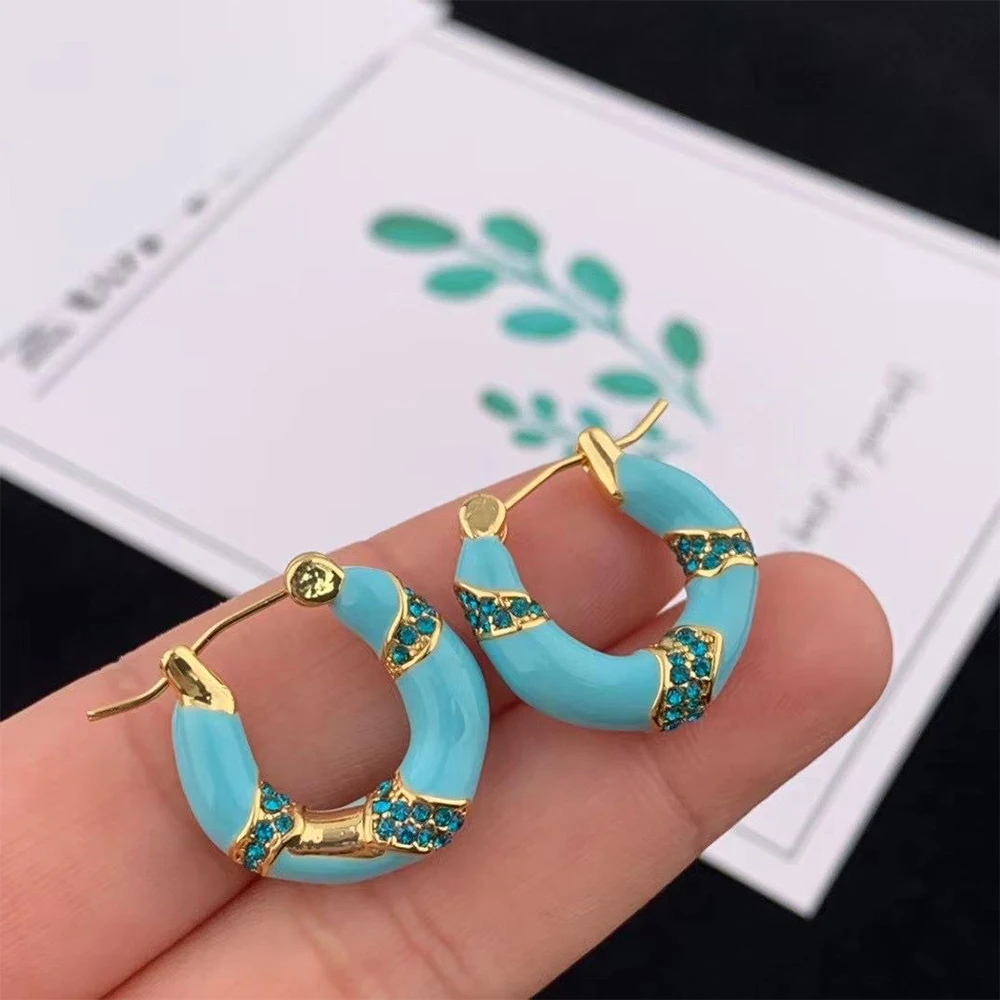 

Vintage Temperament Dropped glaze inlaid sapphire Earrings for women's Girl party gift Upscale Accessories Jewelry wholesale