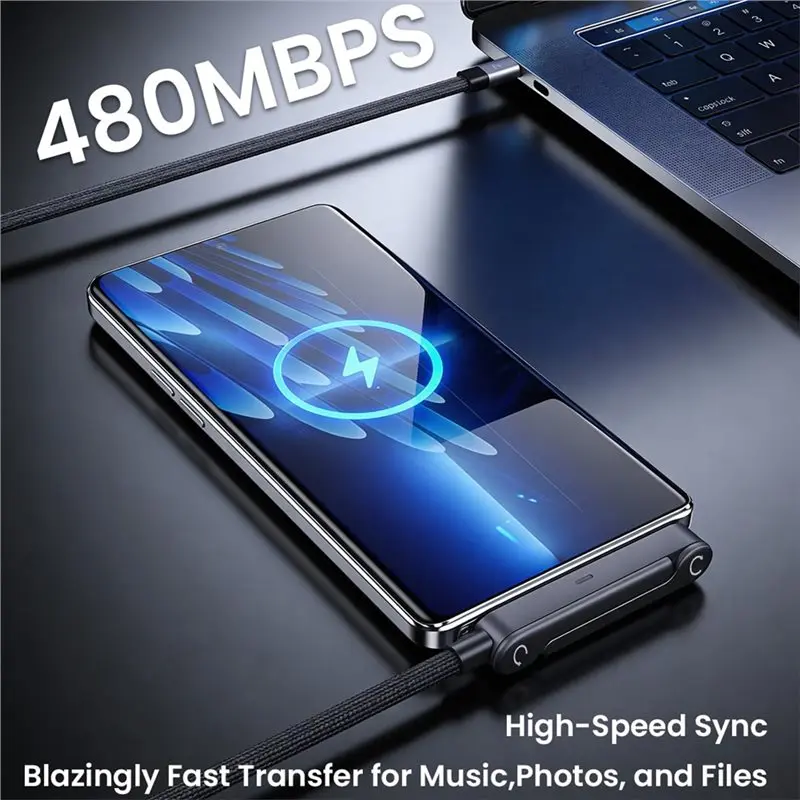 Фото Кабель для зарядки ABIJ-Typec to Typec 240W с подставкой для быстрой зарядки и синхронизации данных, 1,5 м №4