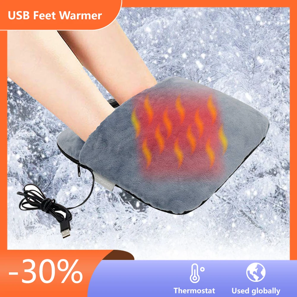 

Electric Foot Warmer Feet Heater USB Comfortable Plush Heating Cushion Shoes Foot Cover Feet Warmer Pad for Winter Office Home