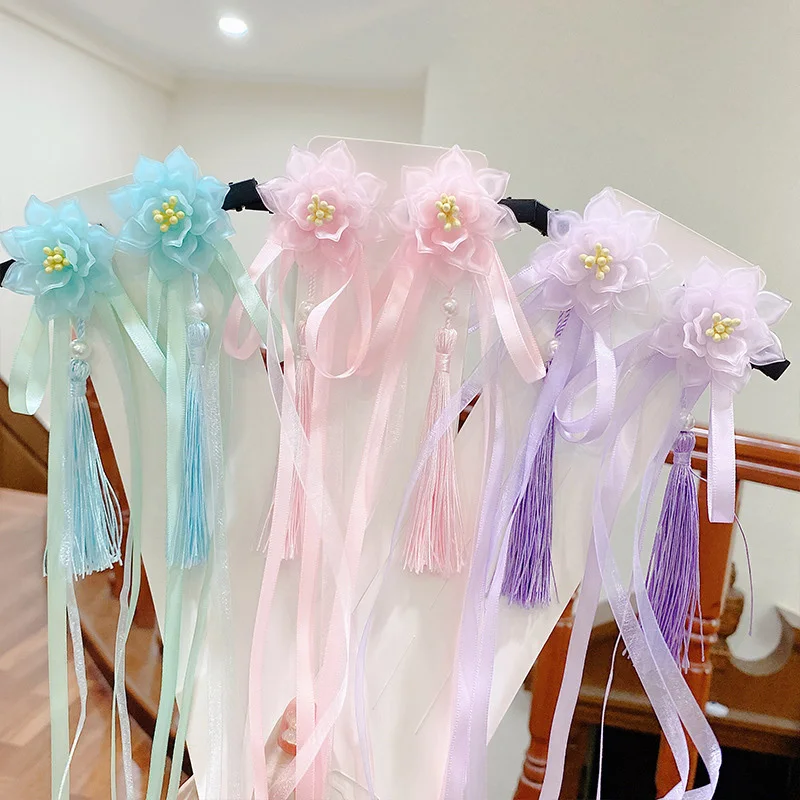 

Заколки для волос в китайском стиле с кисточками и цветами, 2 шт.