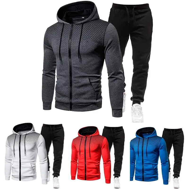 

2022 New Winter Men's Clothing Men Sets Printing Hoodie Set Fleece Zipper Sweatshirt Casual Sport Sweatpants Mens Tracksuits