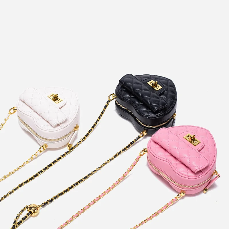 

Fashion Love Heart Design Ladies Chain Crossbody Bags High Quality Leather Lingge Shoulder Bag For Women 2022 New Small Handbags