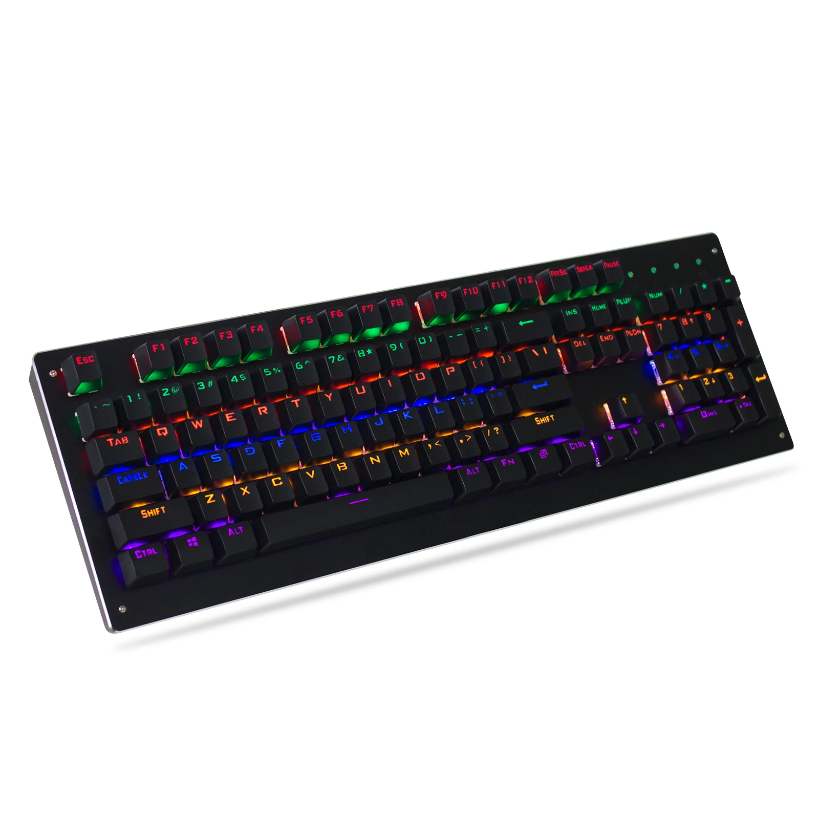 

Механическая игровая клавиатура, RGB Радужная клавиатура с подсветкой и синим переключателем, ретро Механическая клавиатура с 104 клавишами д...