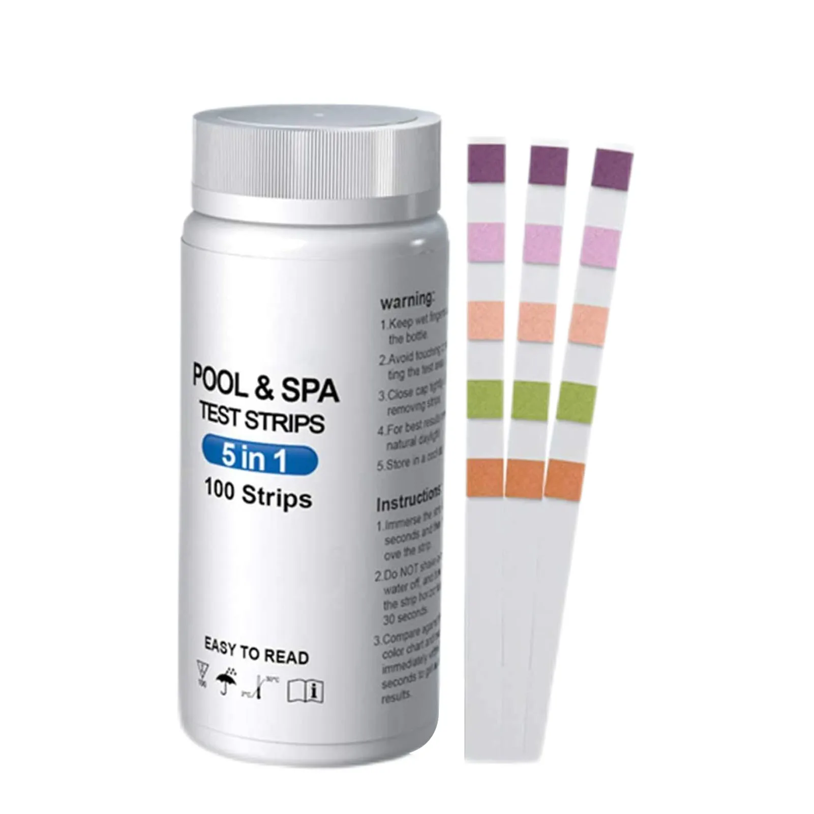 

100 Pcs Spa Test Strips for Hot Tub Pool Testing Kit for Cyanuric Acid Free Chlorine Alkalinity Bromine and Hardness Testing
