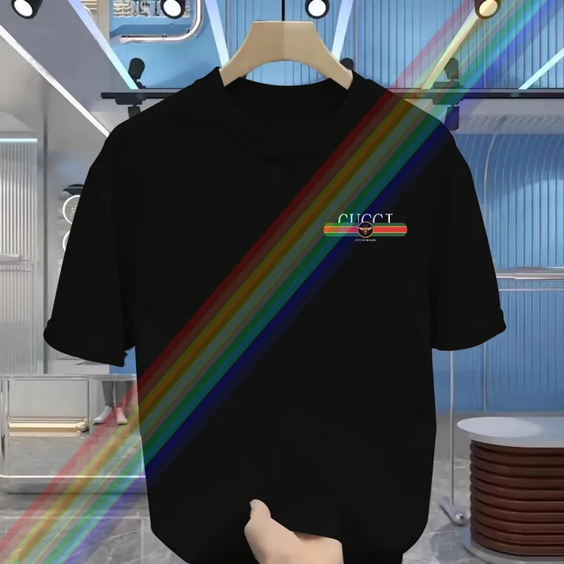 Мужская черная хлопковая футболка с принтом тигра