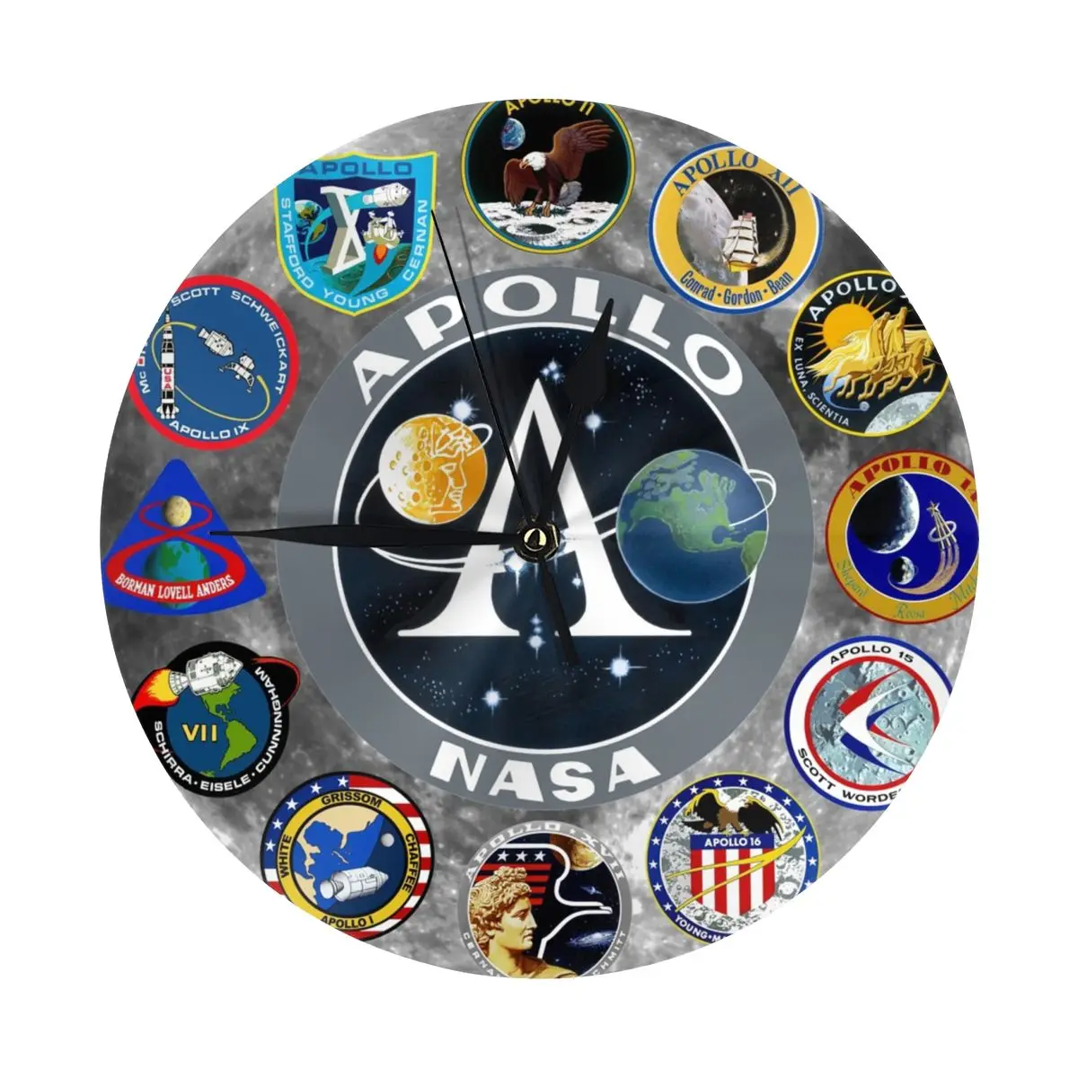 Фото Настенные часы с логотипом Apollo Mission, современные 3D, для дома, офиса, отеля, ресторана, школы, декоративные №2