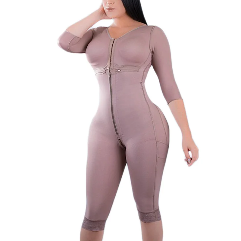 Faja Body Shapewear  Women'S Underwear Bodyshaper For Women Long sleeve Tummy Control Breast Support Zipper
