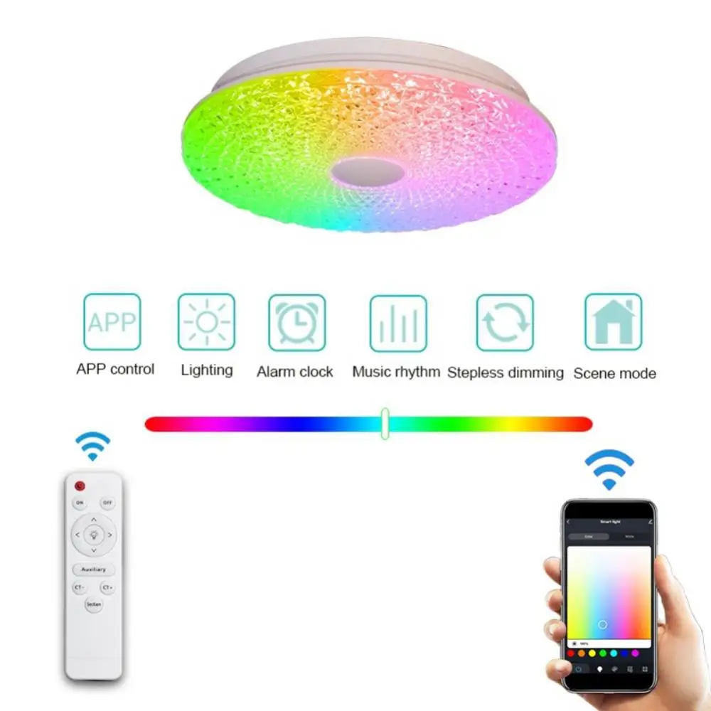 

Умный потолочный светодиодный RGB светильник Tuya, лампа с Wi-Fi, с голосовым управлением через приложение, с поддержкой Alexa, домашнее украшение для гостиной, спальни