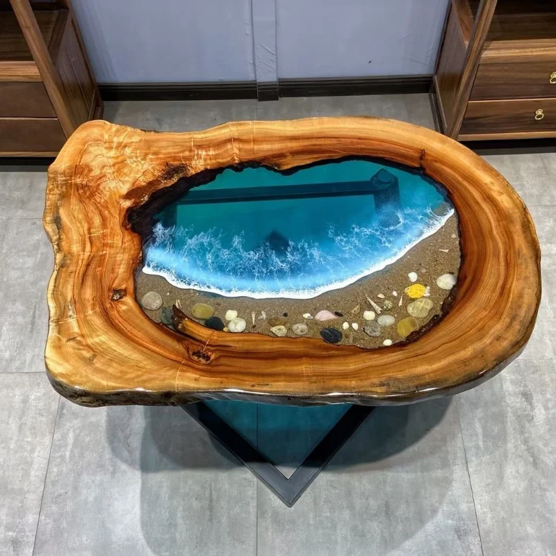 Деревянный стол из эпоксидной смолы с сенсорным датчиком столовый набор дерева и