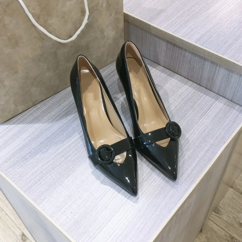 French Celebrity Sexy High Heel Shoes for Women 2023 Spring New Pointed Toe Shallow Heel Slim Heel Large Heel Single Shoes