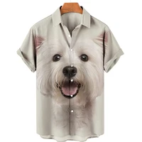 camisas hawaianas con estampado de perro en 3d para hombre y mujer camisas de manga corta tops holgados 5xl
