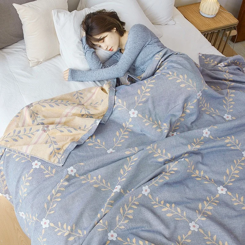 Хлопковое газовое Двухслойное мягкое однослойное одеяло летнее тонкое