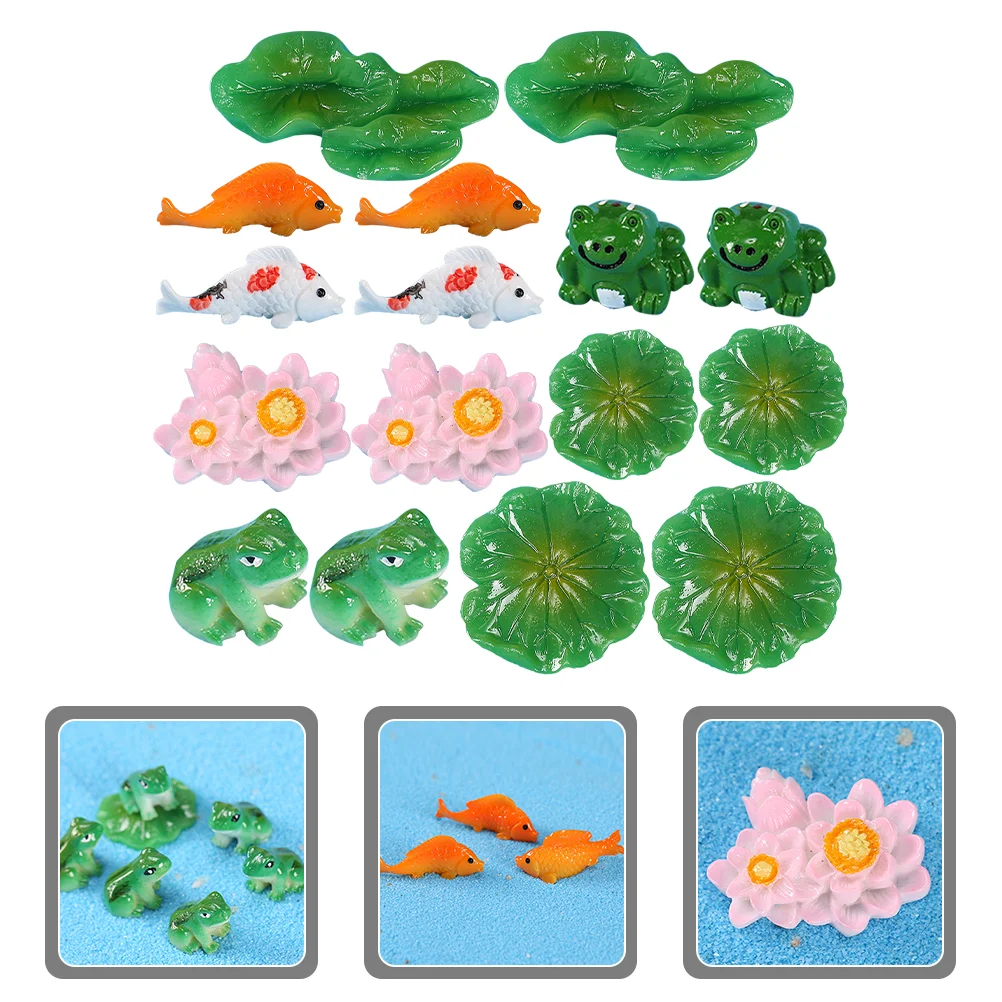 

1 set of Mini Lotus Leaf Ornaments Mini Figurines Bonsai Decorative Goldfish Statues