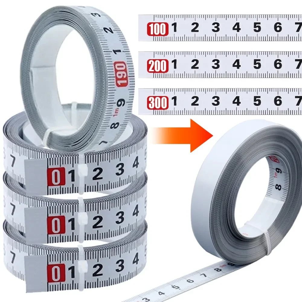 

Carbon Steel Workbench Ruler Self-Adhesive Measuring Tape Adhesive Backed Tape Measure Metric Scale Rust-Proof Durable Ruler