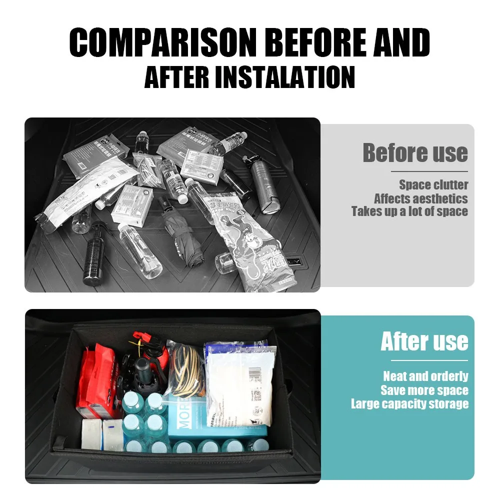 Коробка-органайзер для багажника автомобиля с ручкой и крышкой складная коробка