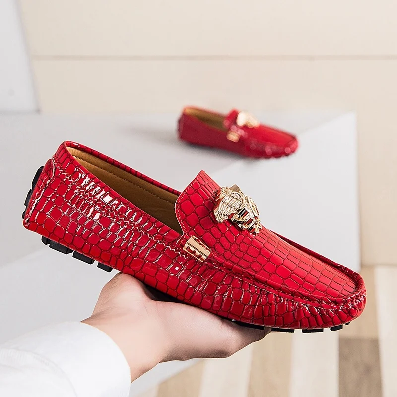 

Brand Casual Shoes High Quality Men's Leather Shoes Snake Pea Shoes Spring Summer Leather Ladies Moccasin Loafers
