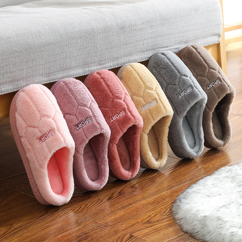 

2023 Unisex Winter Slippers Warm Shoes Sandals Fur Thicken Soft Sole Women's Anti Slip Home Plush Slides Indoor Flip-flop