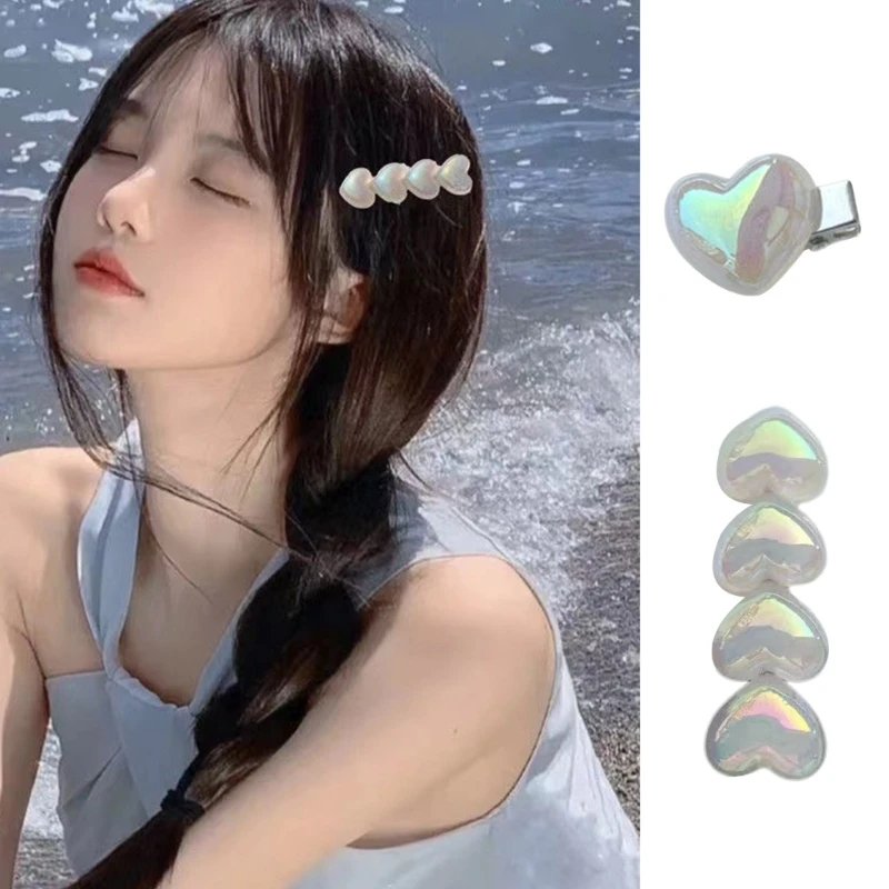 

Белая блестящая заколка для волос в форме сердца Утконос весенне-летняя заколка для волос для женщин девочек фотография покупок Нескользящая