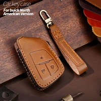 top layer leather car key case shell cover for buick north american version interior accessories retro style cowhide bag