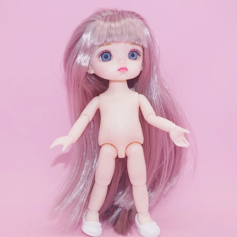 

16cm BJD Dolls 13 Movable Jointed Dolls Cute Big Eyeball Little Boy Girl Head Doll with Shoes for Girls Toys Nude Body Gift