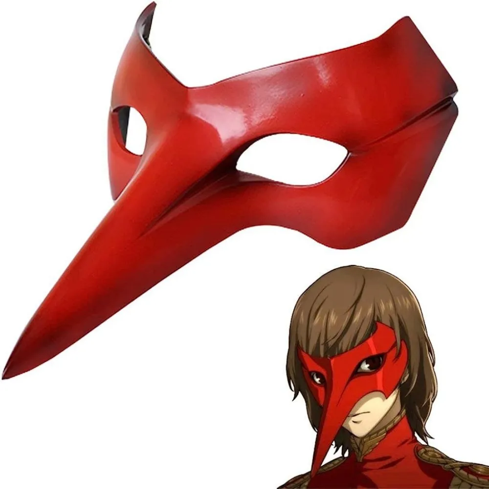 

Goro Akechi Mask Cosplay Anime Persona 5 Role Crow Half Face Helmet Resin Headwear Halloween Masquerade Party Costume Prop
