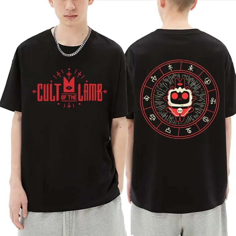 

Anime Cartoon Game Cult of The Lamb Graphic Tshirt Crewneck Men Women Vintage Cotton Oversized T-shirt Funny Men's Fashion Tees