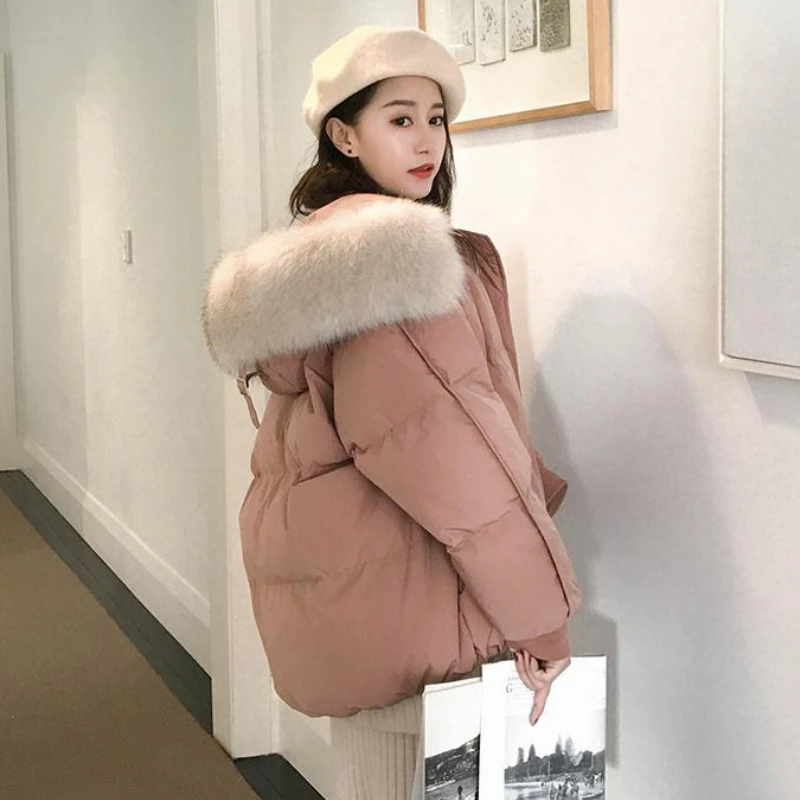 New Winter Warm Jacket Women Korean Version Loose Thick Parka Coat Casual Stitching Hooded Jacket Women's Clothing
