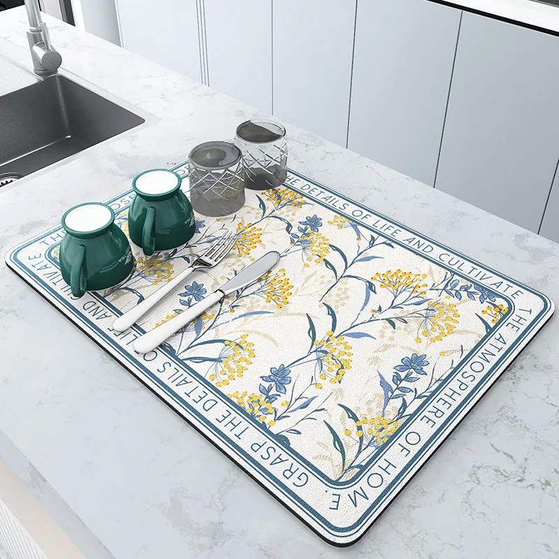 

Ultra Absorbent Dish Drainer Mat Coffee Dish Cup Drying Mat Surface For Drying Dishes In The Kitchen Quick Dry Kitchen Sink Mat