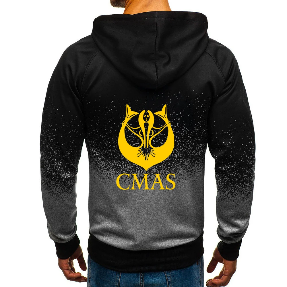 

CMAS 2023 men's new spring coat printing casual Harajuku gradient coat sweater zipper hooded coat clothing
