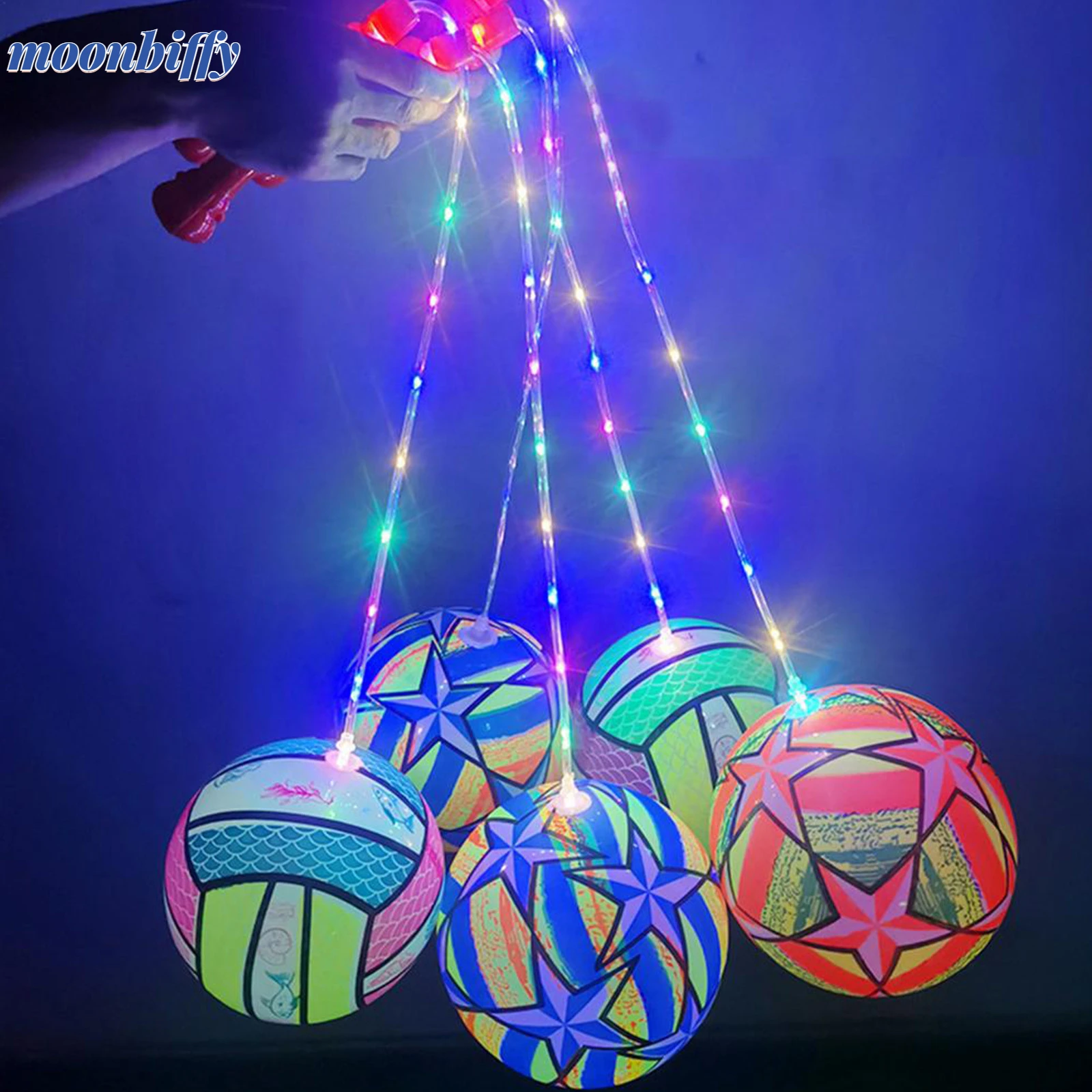 

LED Light Up Balloon Glowing Ball Luminous Portable Rainbow Bouncy Ball Fitness Ball Inflatable Toy Children Toys Party Juguetes