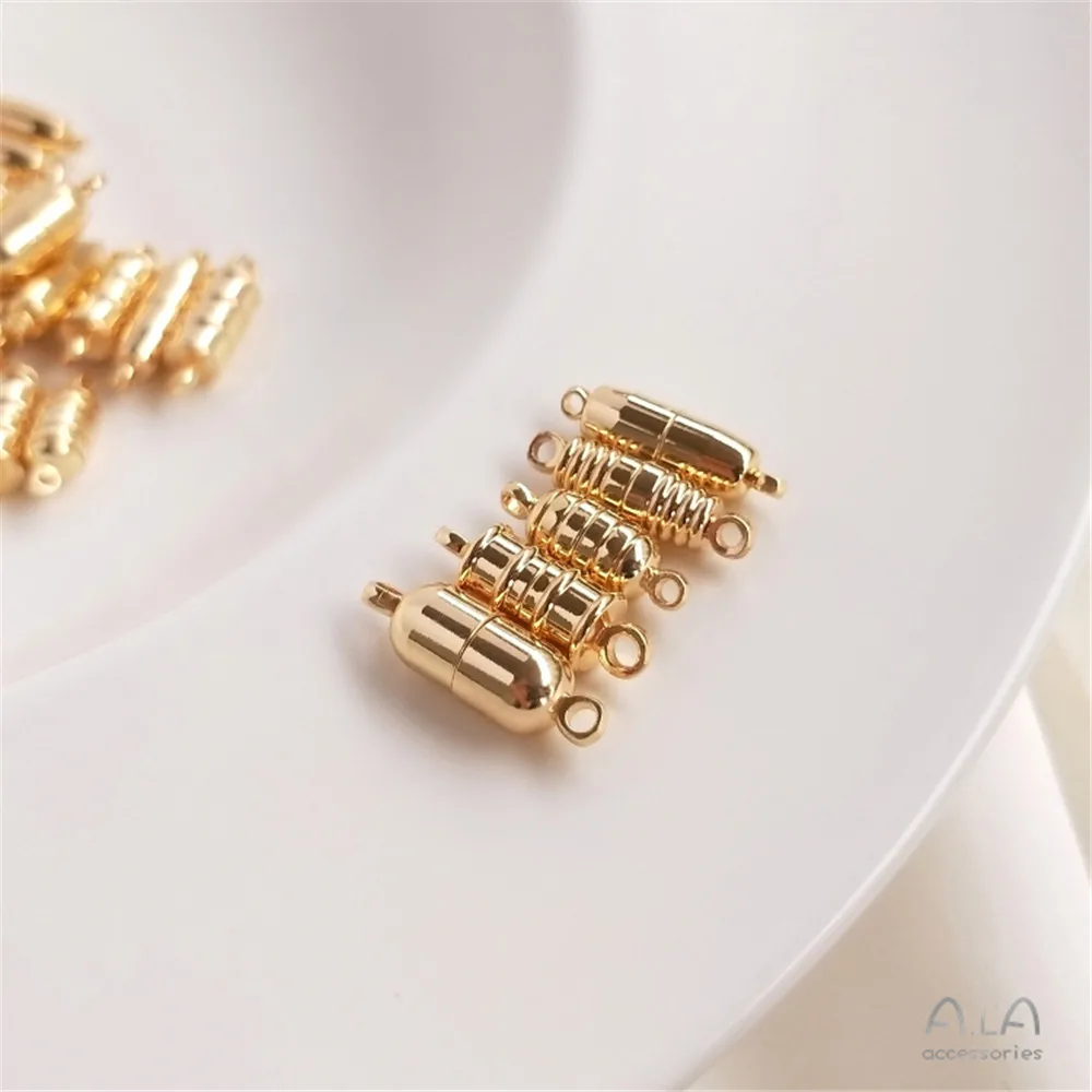 

14k gold covered diy accessories magnet buckle round bamboo long barrel-shaped pill-shaped bracelet necklace clasp suction iron