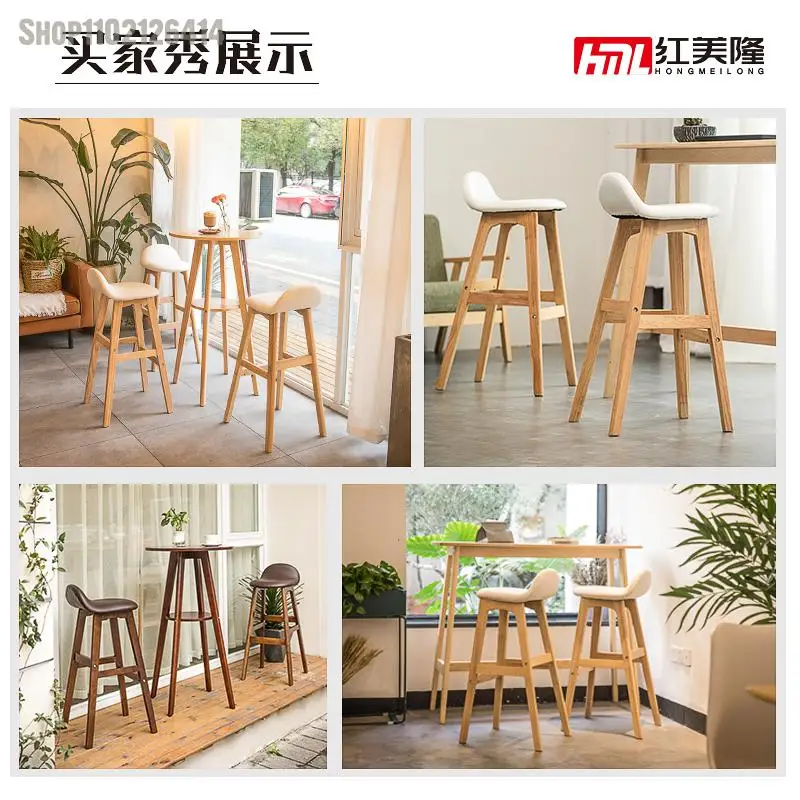 Барный стул современный минималистичный барный домашний высокий из массива