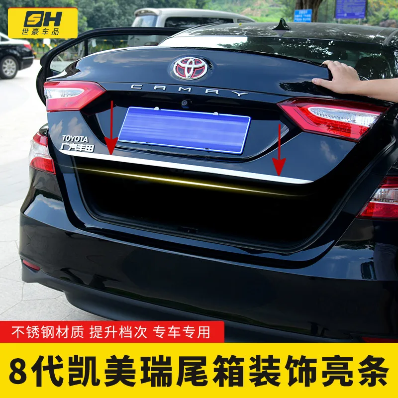 

Car Stickers Tailgate Rear Door Bottom Cover Molding Trim Stainless Steel Back Door Trim Car Accessories For Toyota Camry 2018 2