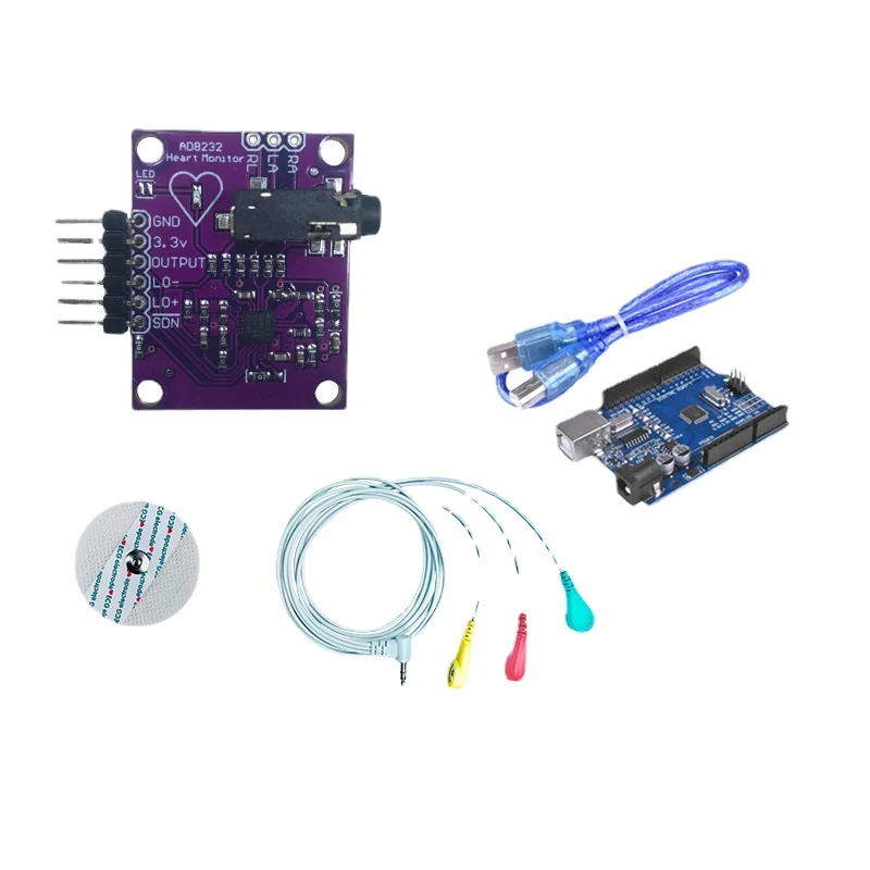 

Модуль сбора ЭКГ для измерения частоты сердечных сокращений, физиологический импульс, ЭКГ Ad8232, комплект для разработки биоэлектрического сигнала