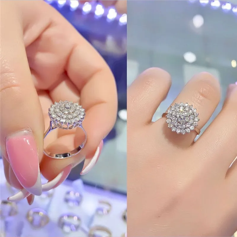 

Whole Sale Flower Design Ring for Women Brilliant Cubic Zirconia Luxury Proposal Engagement Rings Fancy Gift Fashion Jewelry