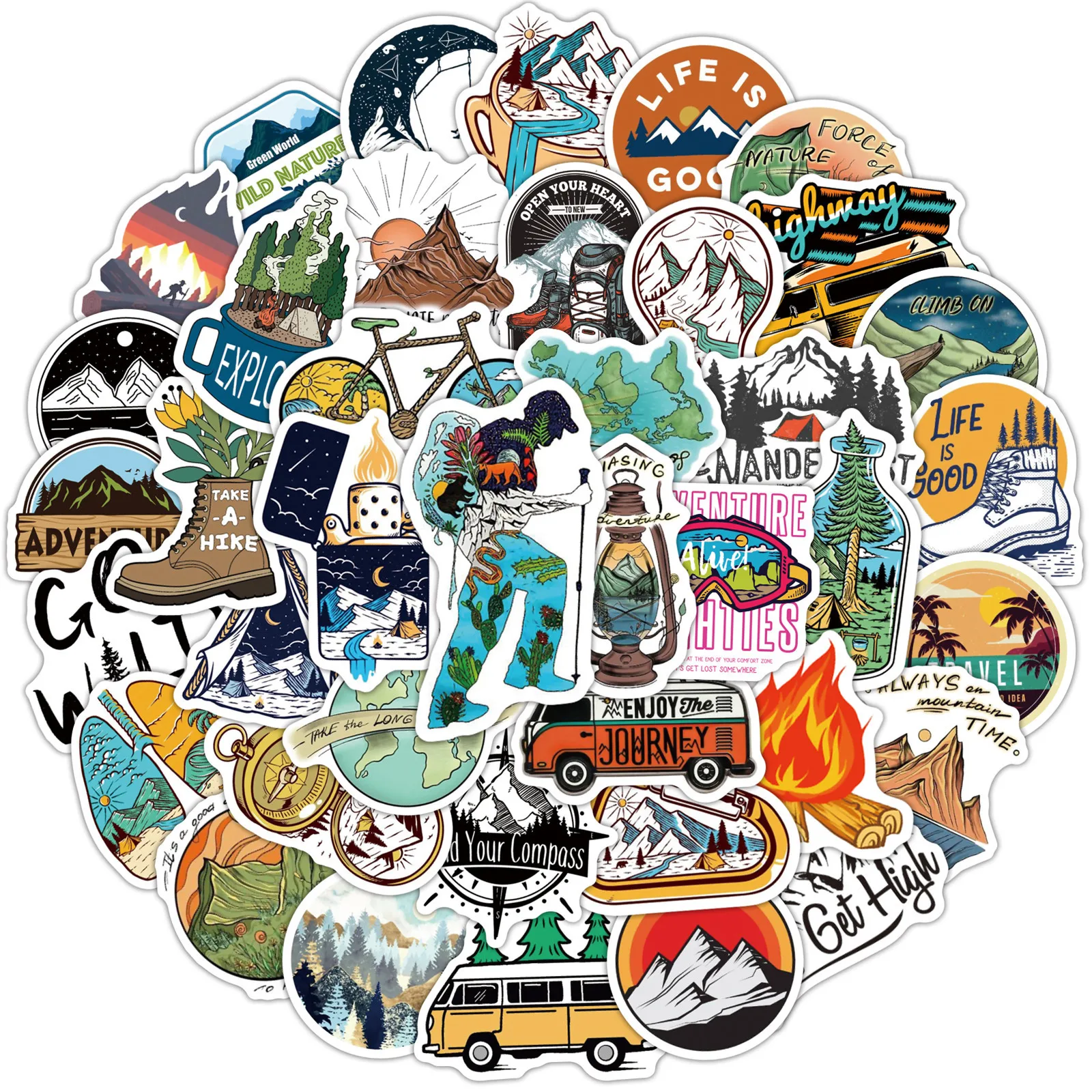 

50 New Outdoor Wild Summer I Travel Graffiti Stickers Skateboard Water Cup Trolley Case Hiking Adventure Stickers Leizi