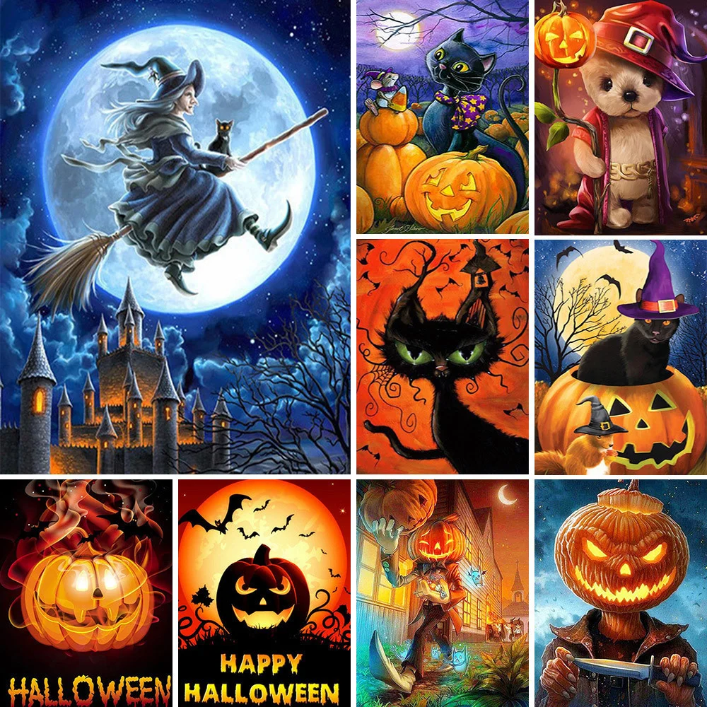 

Painting By Numbers Halloween Pumpkin 20x30 Drawing Diamond Art Painting Kits Craft Kits For Adults Wall Art Child's Gift 2023