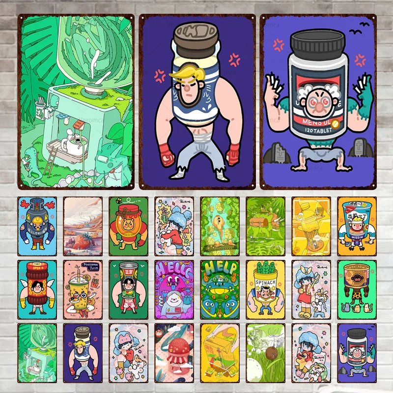 

Cartoon Anime Food Drinks Japan Poster Learning Vintage Metal Plate Funny Tin Sign Poster Metal Plaque Home Decor Kids Gift